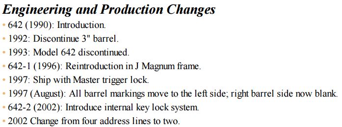 642 Production Changes