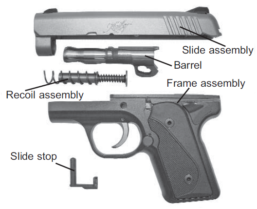 This is a parts diagram with nomenclature for the Kimber Solo Carry